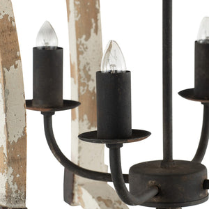 English Elm 4 Light Rustic Farmhouse Wood Chandelier Distressed White Fir Iron Dining Foyer W2078138927
