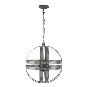 English Elm 4 Light Galvanized Steel Sphere Chandelier Antique Silver Finish for Dining Foyer W2078138929