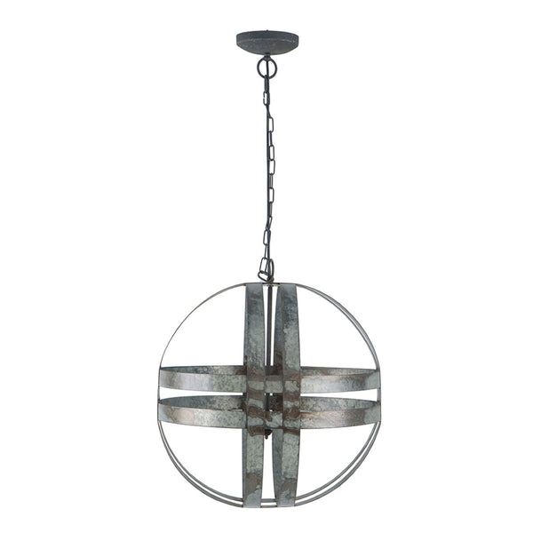 English Elm 4 Light Galvanized Steel Sphere Chandelier Antique Silver Finish for Dining Foyer W2078138929