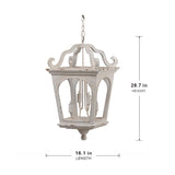 English Elm 4 - Light Wood Chandelier, Hanging Light Fixture With Adjustable Chain For Kitchen Dining Room Foyer Entryway, Bulb Not Included