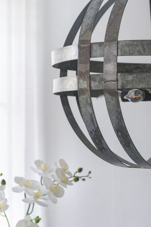 English Elm 4 Light Galvanized Steel Sphere Chandelier Antique Silver Finish for Dining Foyer W2078138929