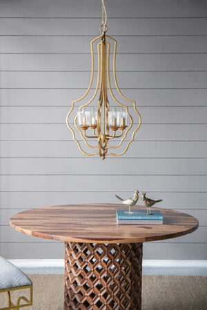 English Elm 4 Light Iron Chandelier Antique Gold Candelabra Arms Foyer Dining Entryway Fixture W2078138931