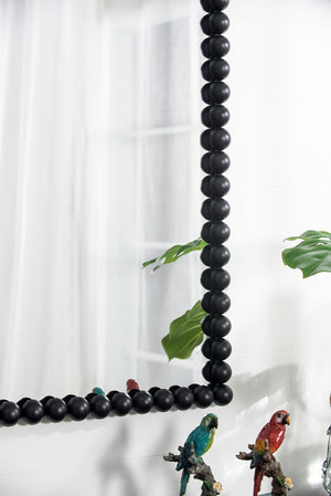 English Elm 24" X 36" Beaded Iron Frame Rectangular Wall Mirror Matte Black Textured Entryway Decor W2078138954