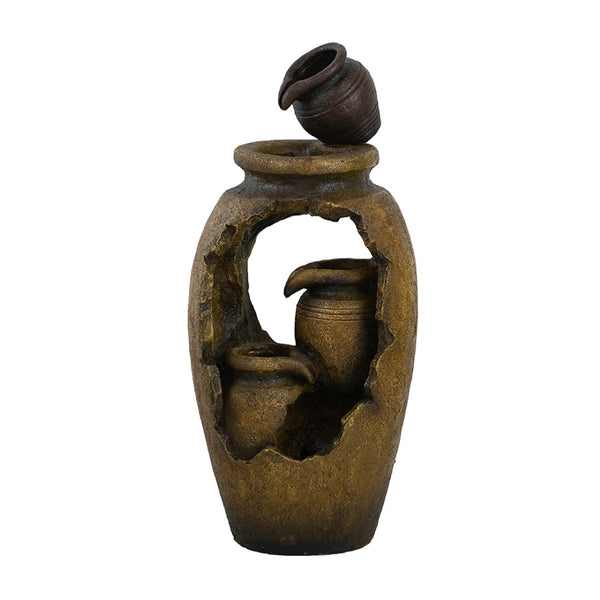 English Elm 15.4x11.8x32.7" Three Tier Cascading Pot Fountain with Light Rustic Indoor Outdoor W2078138957