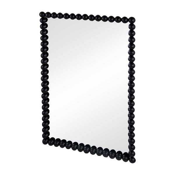 English Elm 24" X 36" Beaded Iron Frame Rectangular Wall Mirror Matte Black Textured Entryway Decor W2078138954