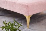 Christopher Knight Home® - Noble House - Convertible Single Sofa Bed Futon With Gold Metal Legs Teddy Fabric (Pink)