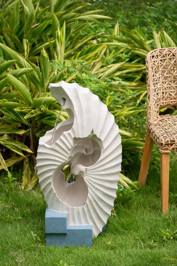 English Elm 16.9x10.2x31.9" Sculptural Polyresin Indoor Outdoor Fountain with Light Cascading Flow W2078138947