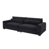 English Elm 104.72 Inch Fabric Couches For Living Room, Mid Century Modern Sofas For Bedroom, Apartment, Office Black