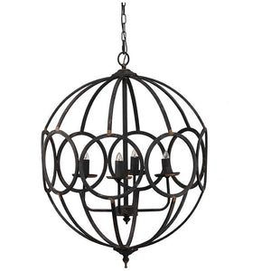 English Elm 4 Light Iron Orb Chandelier Matte Black Candelabra Fixture for Dining Foyer Kitchen W2078138925