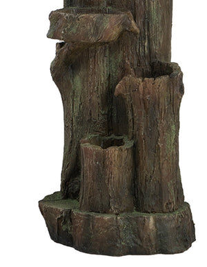 English Elm 11x13.4x31.5" Five Tier Tree Trunk Fountain with Pump and Light for Patio W2078138956