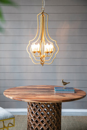 English Elm 4 Light Iron Chandelier Antique Gold Candelabra Arms Foyer Dining Entryway Fixture W2078138931