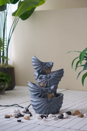 English Elm 13.4x9.4x21.5" Four Tier Nautilus Shell Fountain with Light Polyresin Coastal Decor W2078138946