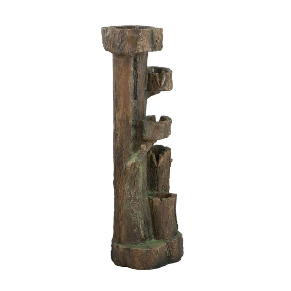 English Elm 11x13.4x31.5" Five Tier Tree Trunk Fountain with Pump and Light for Patio W2078138956