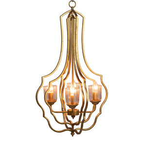English Elm 4 Light Iron Chandelier Antique Gold Candelabra Arms Foyer Dining Entryway Fixture W2078138931