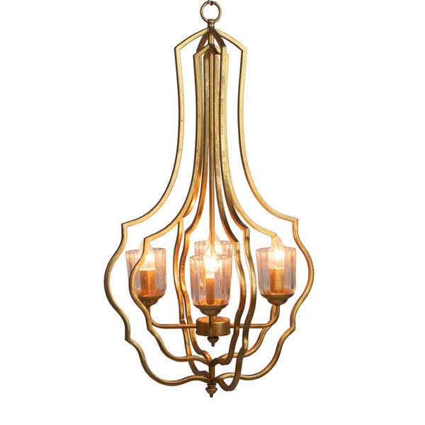 English Elm 4 Light Iron Chandelier Antique Gold Candelabra Arms Foyer Dining Entryway Fixture W2078138931