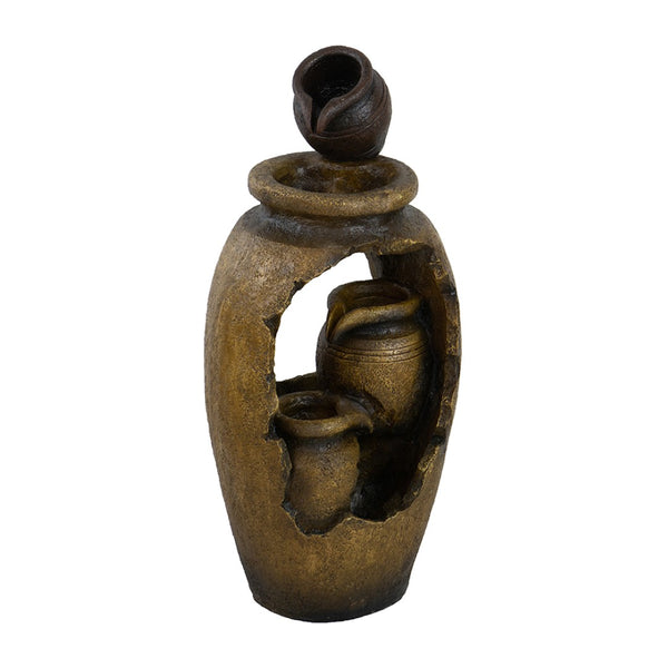 English Elm 15.4x11.8x32.7" Three Tier Cascading Pot Fountain with Light Rustic Indoor Outdoor W2078138957