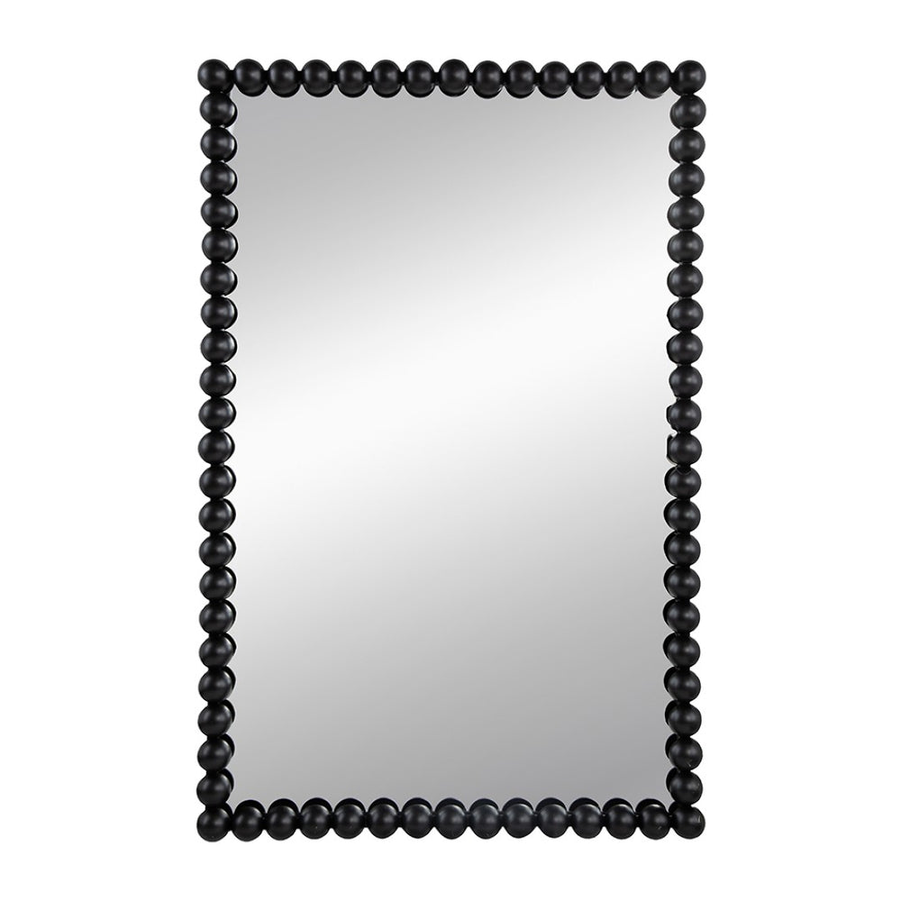 English Elm 24" X 36" Beaded Iron Frame Rectangular Wall Mirror Matte Black Textured Entryway Decor W2078138954