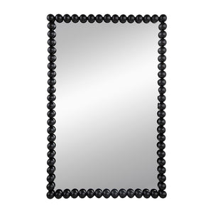 English Elm 24" X 36" Beaded Iron Frame Rectangular Wall Mirror Matte Black Textured Entryway Decor W2078138954