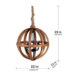 English Elm 4 - Light Wood Chandelier, Hanging Light Fixture With Adjustable Chain For Kitchen Dining Room Foyer Entryway, Bulb Not Included