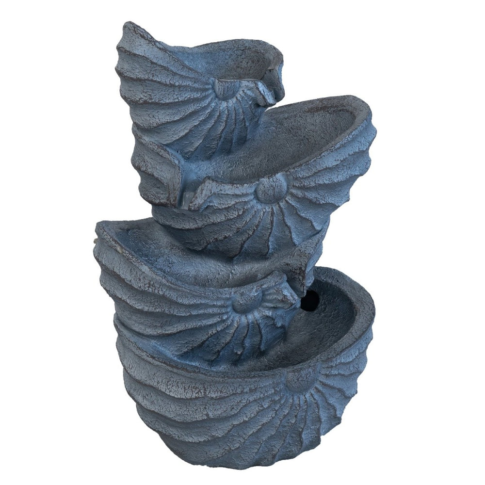 English Elm 13.4x9.4x21.5" Four Tier Nautilus Shell Fountain with Light Polyresin Coastal Decor W2078138946