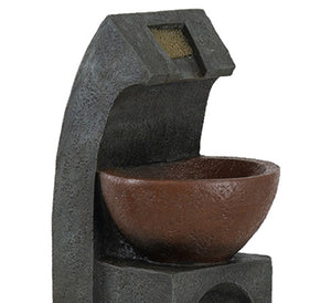 English Elm 9.4x9.1x23.8" Sculptural Polyresin Tiered Fountain with Pump and Light for Indoor Use W2078138958