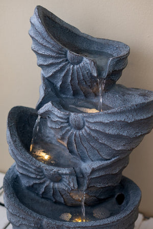 English Elm 13.4x9.4x21.5" Four Tier Nautilus Shell Fountain with Light Polyresin Coastal Decor W2078138946