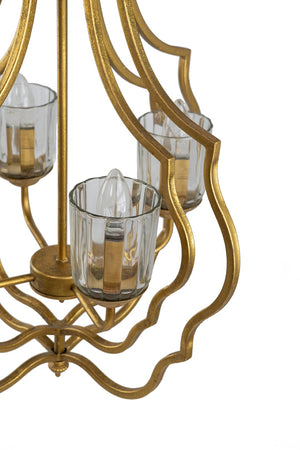 English Elm 4 Light Iron Chandelier Antique Gold Candelabra Arms Foyer Dining Entryway Fixture W2078138931