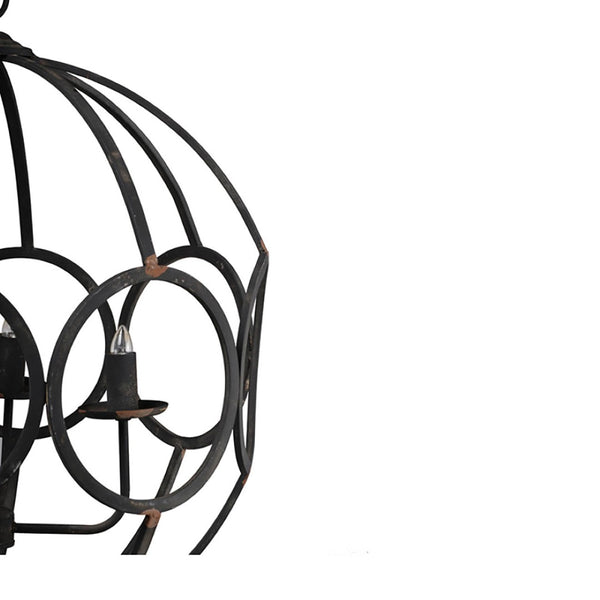 English Elm 4 Light Iron Orb Chandelier Matte Black Candelabra Fixture for Dining Foyer Kitchen W2078138925