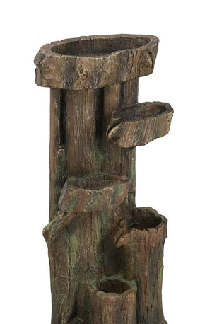 English Elm 11x13.4x31.5" Five Tier Tree Trunk Fountain with Pump and Light for Patio W2078138956