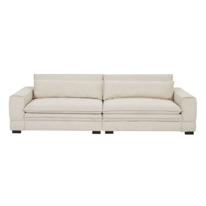 English Elm Mid-century Modern Sofa Polyester Upholstered Solid Wood Legs Neutral Beige Seat W876S00177