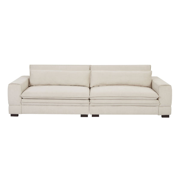 English Elm Mid-century Modern Sofa Polyester Upholstered Solid Wood Legs Neutral Beige Seat W876S00177