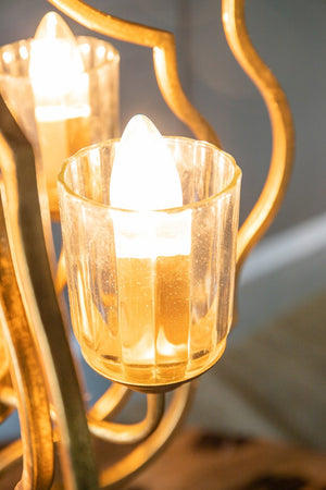 English Elm 4 Light Iron Chandelier Antique Gold Candelabra Arms Foyer Dining Entryway Fixture W2078138931