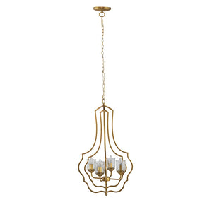 English Elm 4 Light Iron Chandelier Antique Gold Candelabra Arms Foyer Dining Entryway Fixture W2078138931
