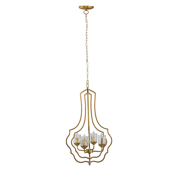 English Elm 4 Light Iron Chandelier Antique Gold Candelabra Arms Foyer Dining Entryway Fixture W2078138931