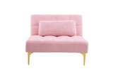 Christopher Knight Home® - Noble House - Convertible Single Sofa Bed Futon With Gold Metal Legs Teddy Fabric (Pink)