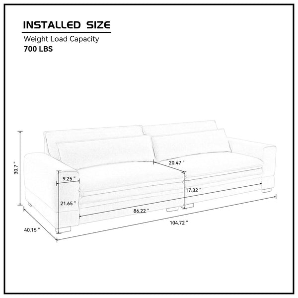 English Elm Mid-century Modern Sofa Polyester Upholstered Solid Wood Legs Neutral Beige Seat W876S00177