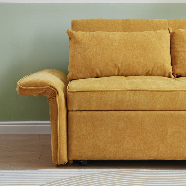 English Elm Chenille Sleeper Loveseat Sofa Bed with Adjustable Armrests for Studio Living W848132155