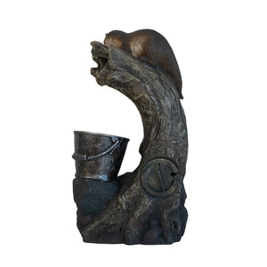 English Elm 16.9x10.2x31.9" Sculptural Polyresin Indoor Outdoor Fountain with Light Cascading Flow W2078138955