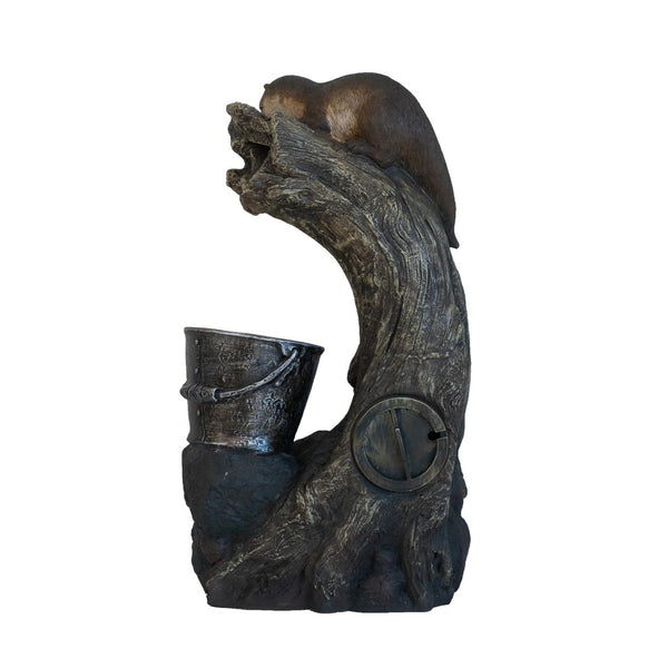 English Elm 16.9x10.2x31.9" Sculptural Polyresin Indoor Outdoor Fountain with Light Cascading Flow W2078138955