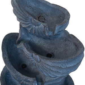 English Elm 13.4x9.4x21.5" Four Tier Nautilus Shell Fountain with Light Polyresin Coastal Decor W2078138946