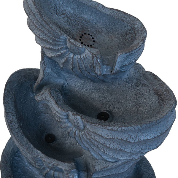 English Elm 13.4x9.4x21.5" Four Tier Nautilus Shell Fountain with Light Polyresin Coastal Decor W2078138946