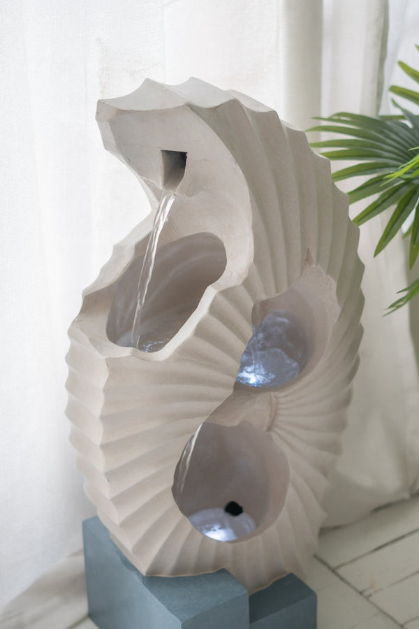 English Elm 16.9x10.2x31.9" Sculptural Polyresin Indoor Outdoor Fountain with Light Cascading Flow W2078138947