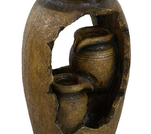 English Elm 15.4x11.8x32.7" Three Tier Cascading Pot Fountain with Light Rustic Indoor Outdoor W2078138957