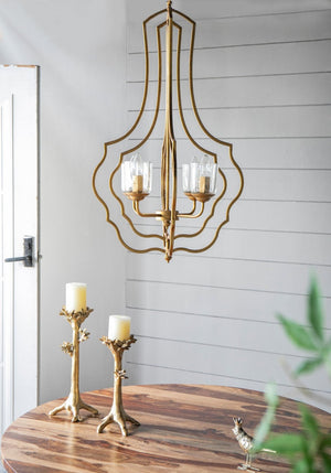 English Elm 4 Light Iron Chandelier Antique Gold Candelabra Arms Foyer Dining Entryway Fixture W2078138931