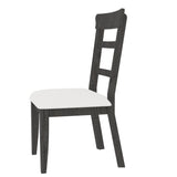 English Elm Dining Chair(19.1*24*37.4Inch) Set Of 2,Upholstered Cushion Seat Wooden Ladder Back Side Chairs Dark Gray