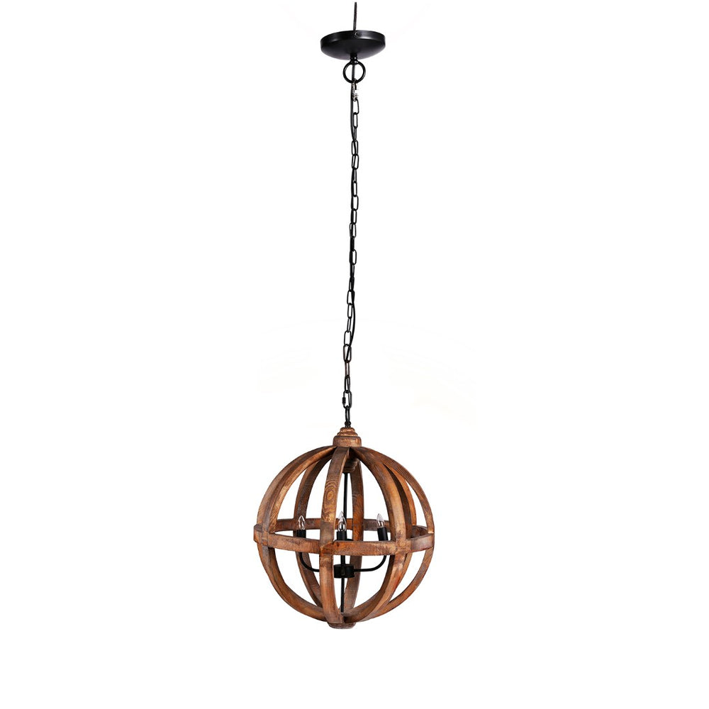 English Elm 4 Light Fir Wood Chandelier with Iron Accents for Dining Room Foyer or Kitchen W2078138926
