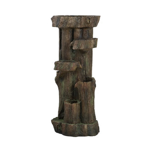 English Elm 11x13.4x31.5" Five Tier Tree Trunk Fountain with Pump and Light for Patio W2078138956