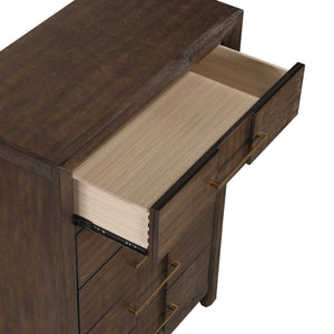 English Elm KENZO King 5PC Bedroom Set with LED Headboard, Bluetooth Speakers, USB Ports & Ample Storage - Walnut B009S01136