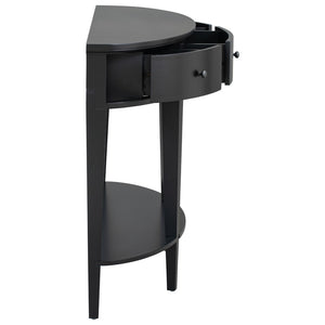 English Elm U-style Curved Console Table with 3 Drawers Open Shelf Entryway Hallway Storage WF312995AAB