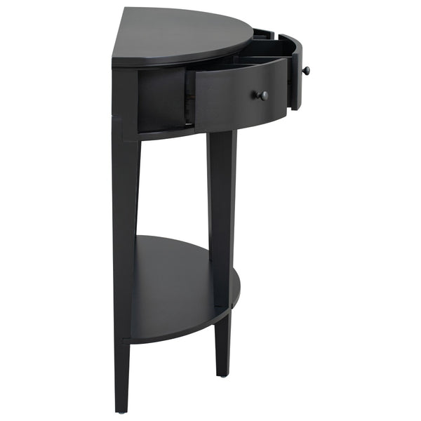 English Elm U-style Curved Console Table with 3 Drawers Open Shelf Entryway Hallway Storage WF312995AAB